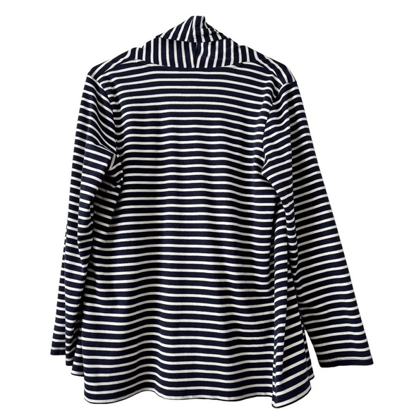 L.L. Bean blue and white stripe open cardigan 100% Supima cotton size M - Picture 2 of 12